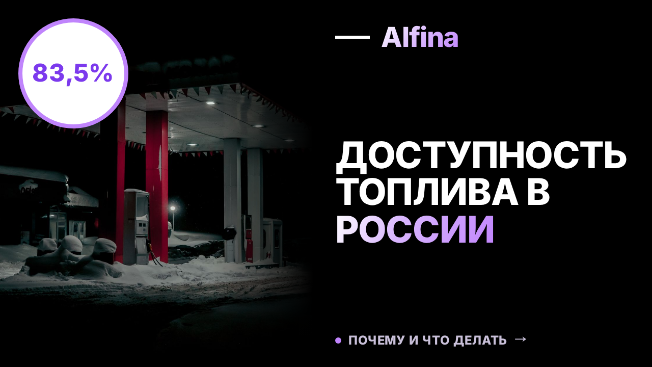 В августе 83,5% АЗС России торговали хотя бы одним видом топлива